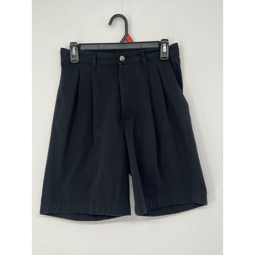 Cedar Fair Pleated Shorts Black Twill Uniform Casual Size 28 49033